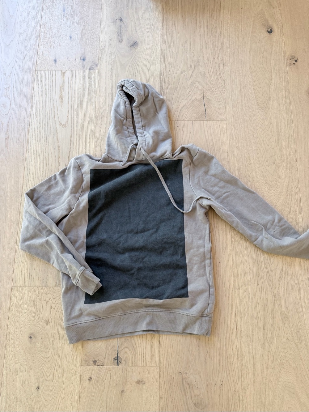 All Saints unisex M Taupe Hoodie with Black Front Panel